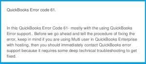 Quickbooks error code 61