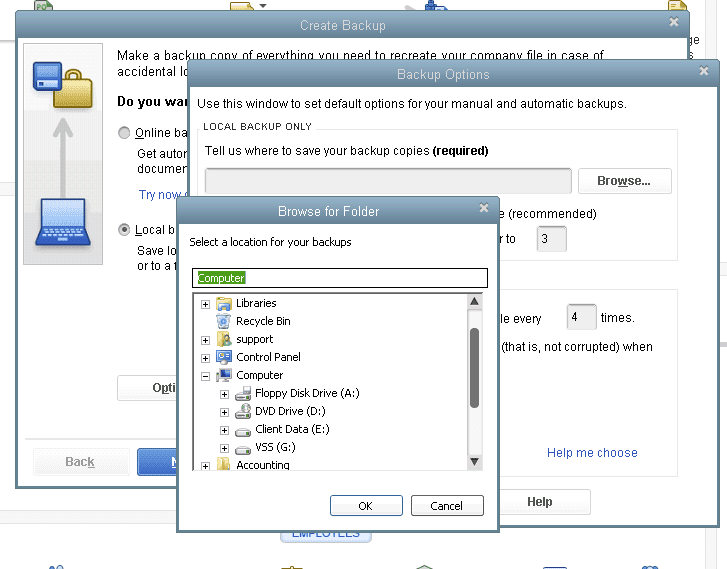 create backup in Quickbooks