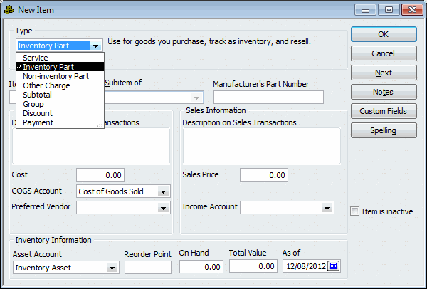 how do i enter inventory in quickbooks desktop