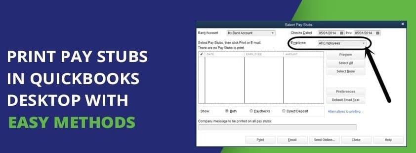 A simple guide to print payroll stubs in Quickbooks.