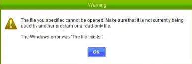 quickbooks the file exists error