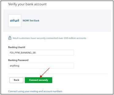 Verify your banking credentials