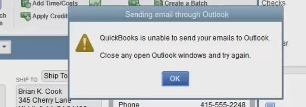 Quickbooks is unable to send emails