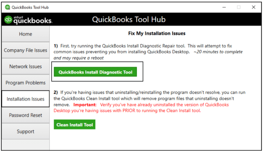 QB Install Diagnostic Tool For QuickBooks Error 12031