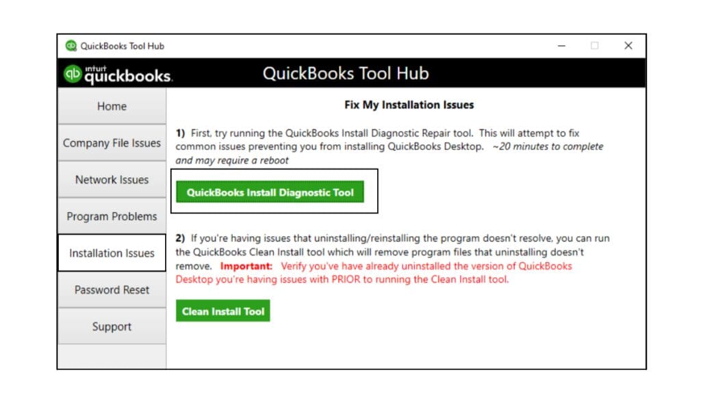 QBs install Diagnostic tool 