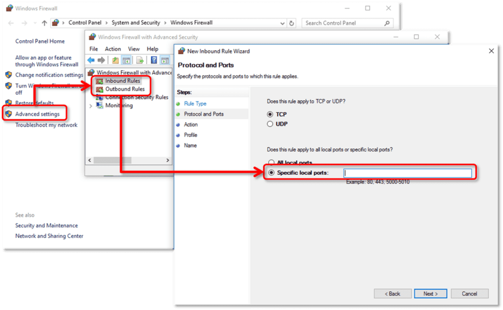 Inbound and Outbound Rules-QuickBooks Error Code 6144 304