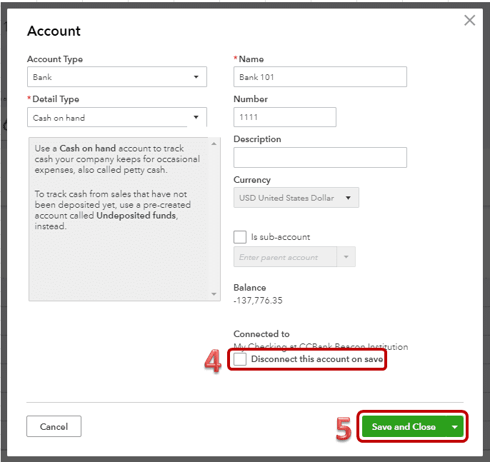 QuickBooks online disconnect 