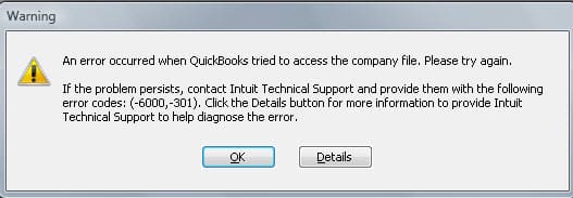 QuickBooks Error 6000 and 301 Message
