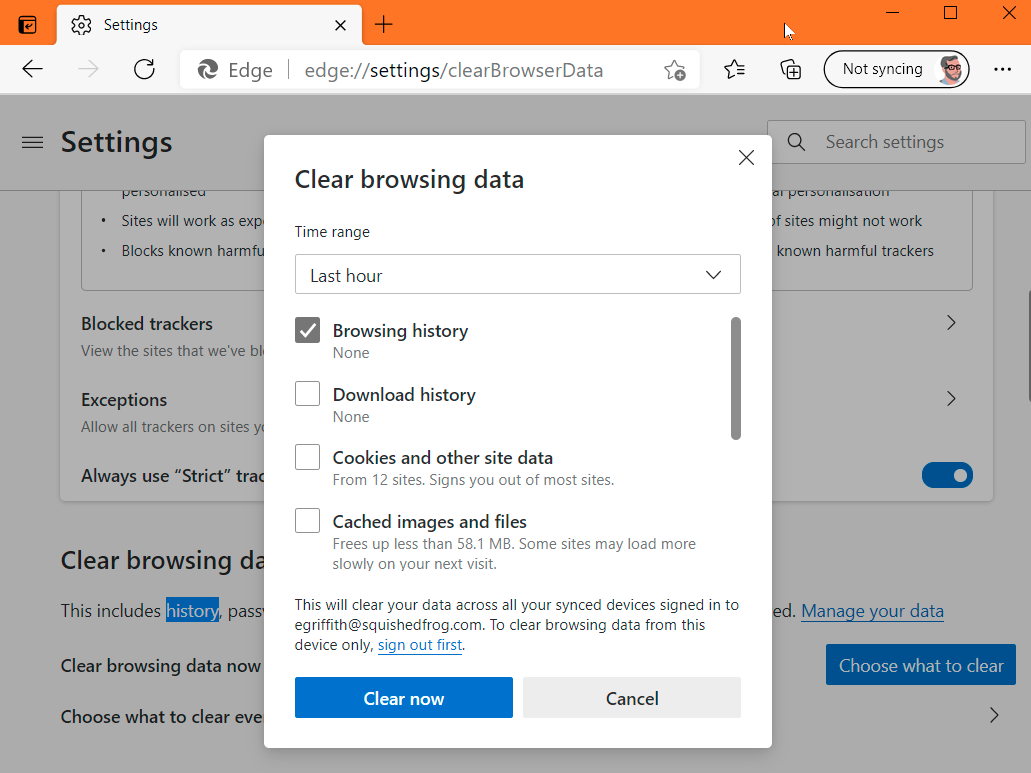Clear the Cache Data of Default Browser