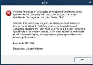 QuickBooks Error Code 80004005