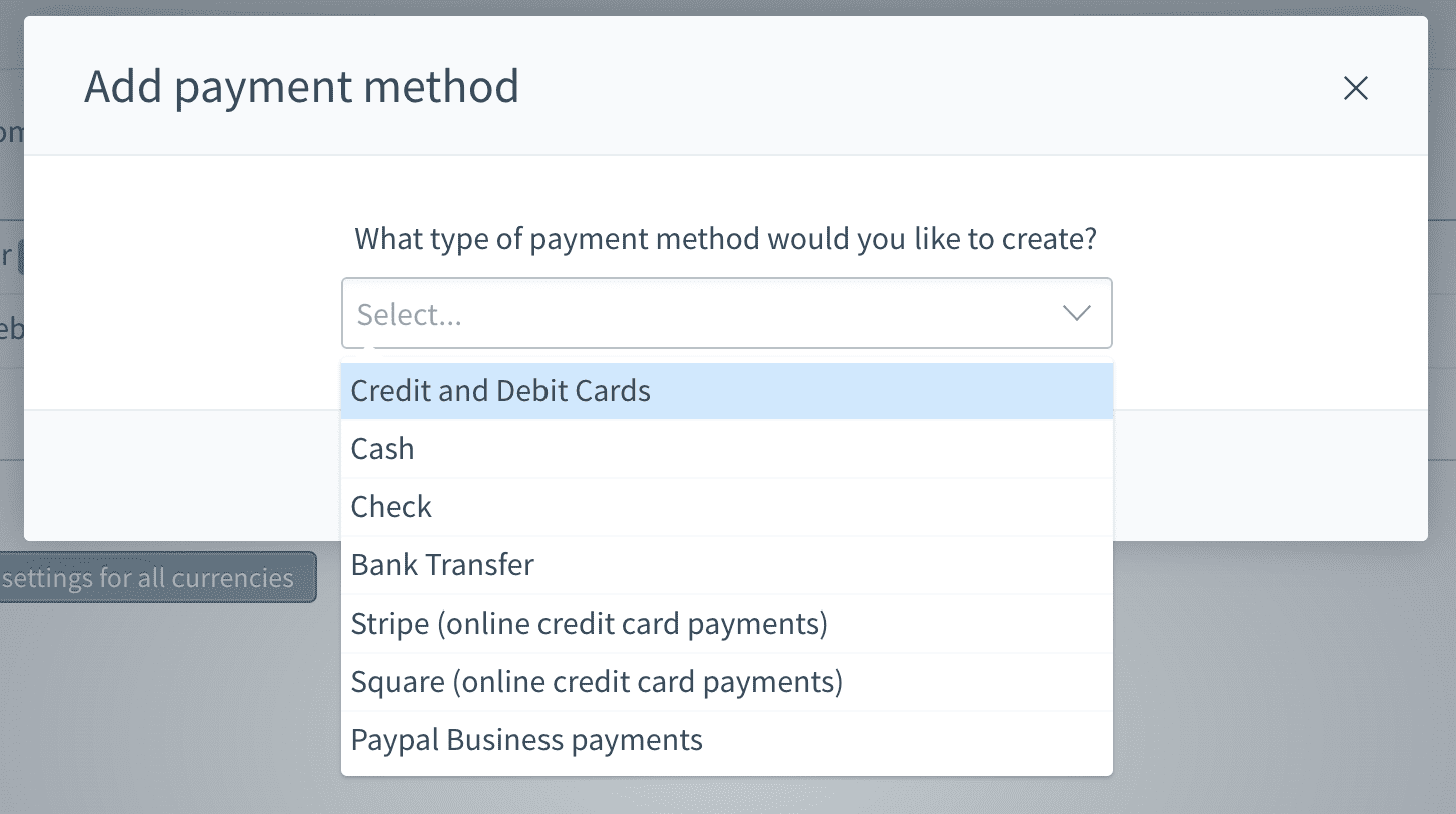 add payment methods