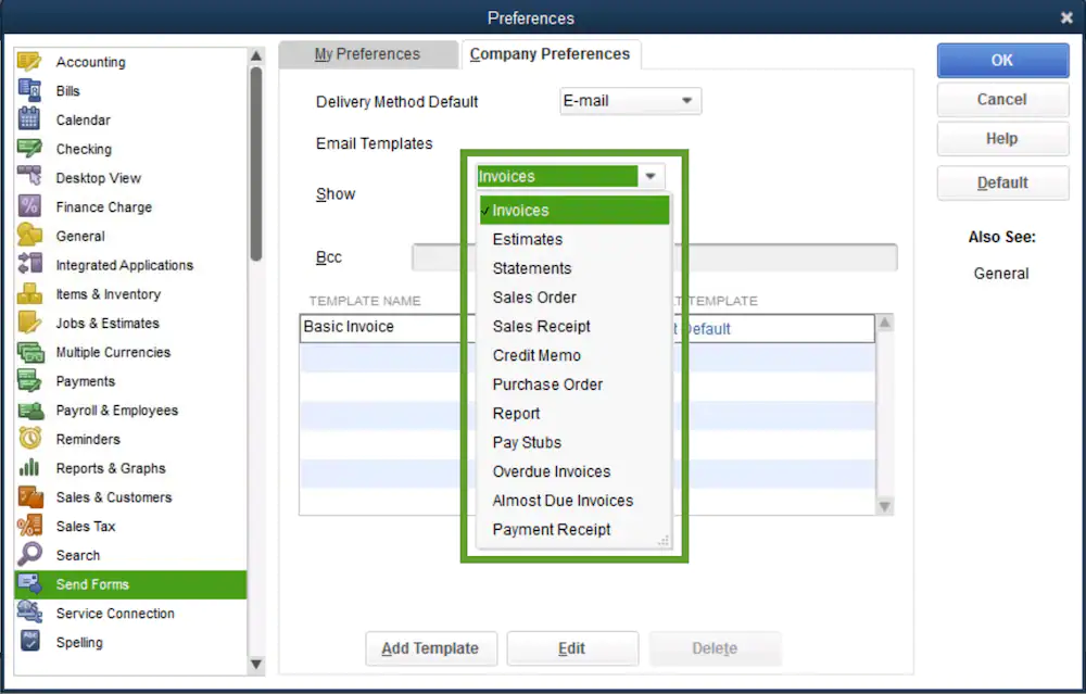 Import a QuickBooks Email Template