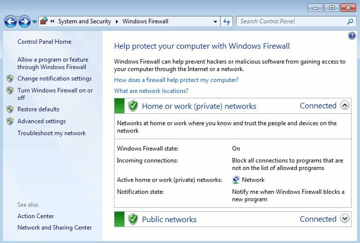 Change Firewall Settings