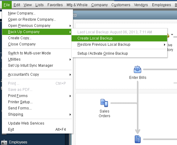 Create Back Up of Company File